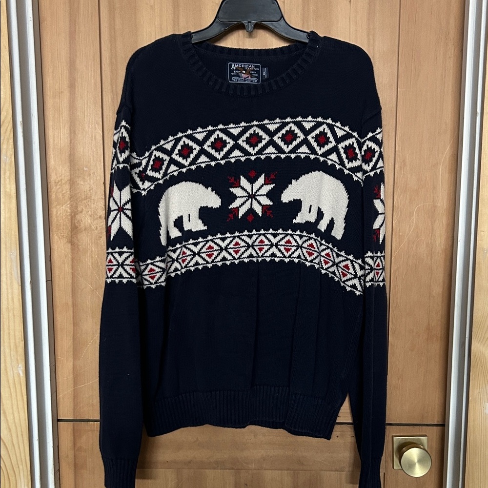 American Living navy Polar Bear Crewneck Sweater